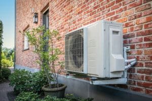 Heat Pump Outside Brick Home
